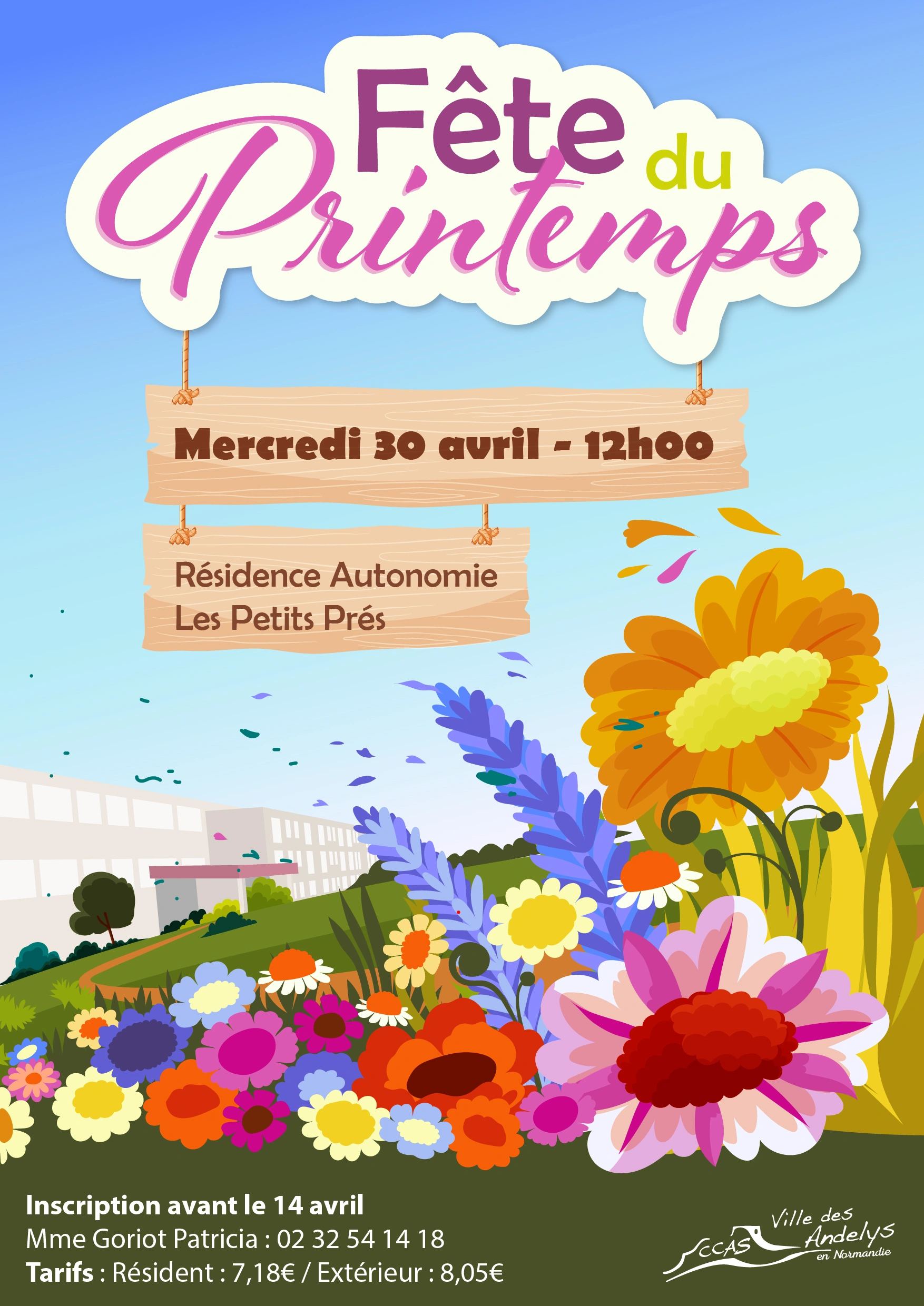 Affiche annonçant la fête du printemps à la Résidence Autonomie Les Petits Prés des Andelys