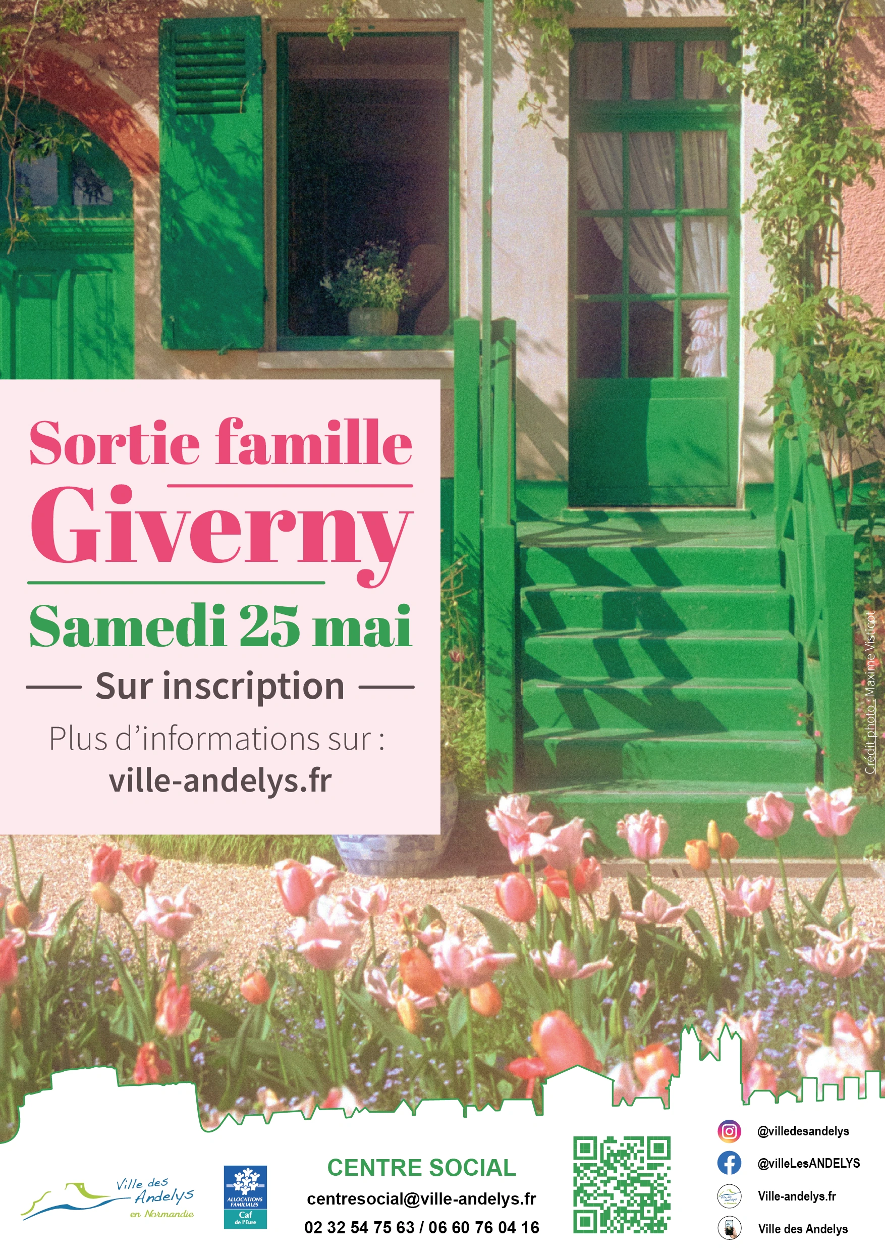 Affiche annonçant une sortie pour les familles des Andelys à Giverny