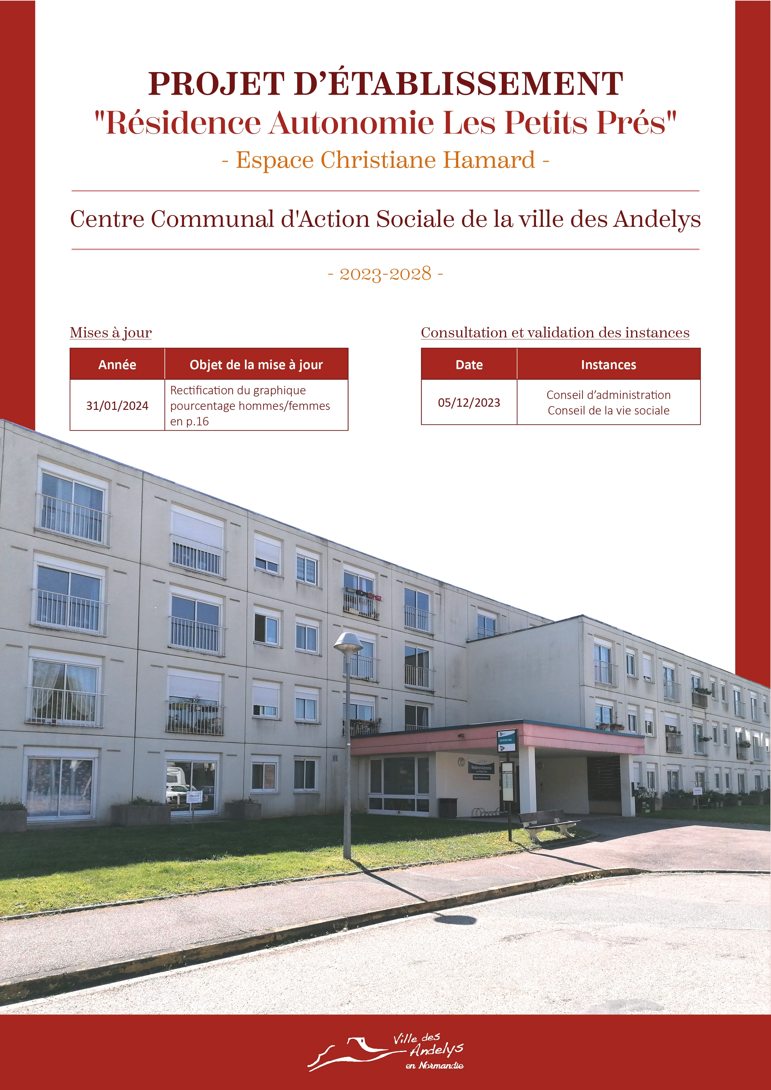 Brochure présentant la Résidence Autonomie Les Petits Prés des Andelys