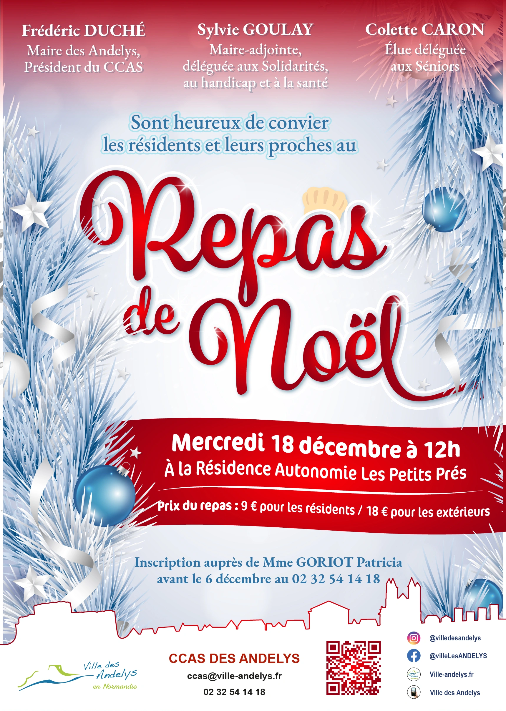 Affiche annonçant le repas de Noël à la Résidence Autonomie Les Petits Prés des Andelys