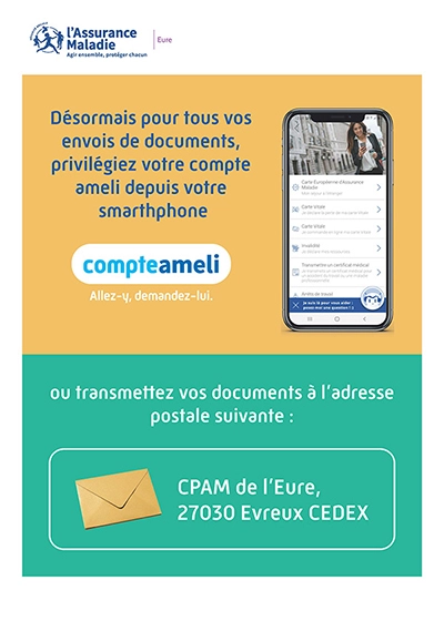 Affiche renseignant sur l'adresse unique des CPAM de l'Eure