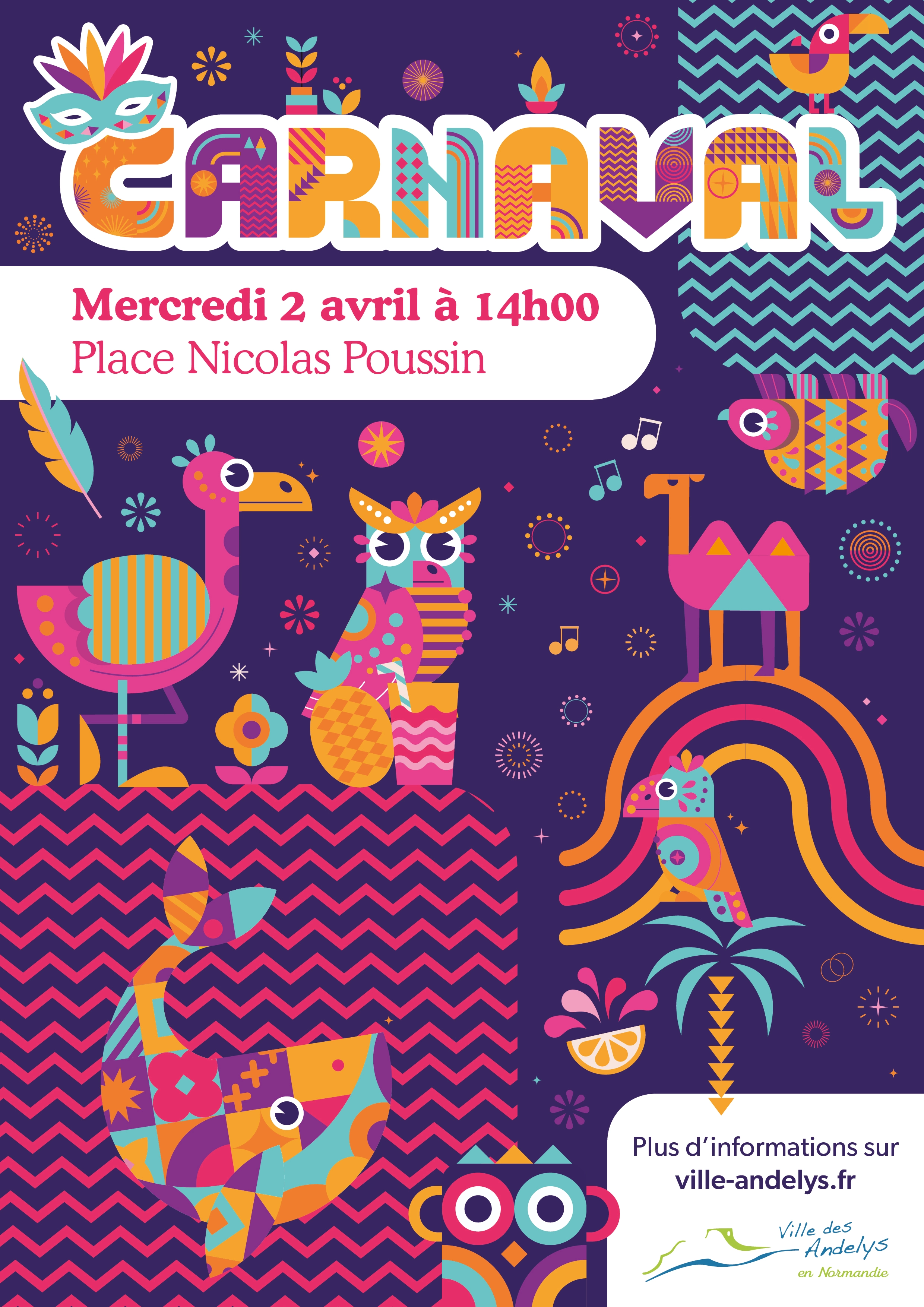 Affiche annonçant le carnaval aux Andelys