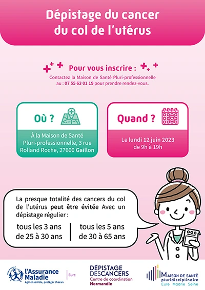 Affiche pour le dépistage du cancer du col de l'utérus