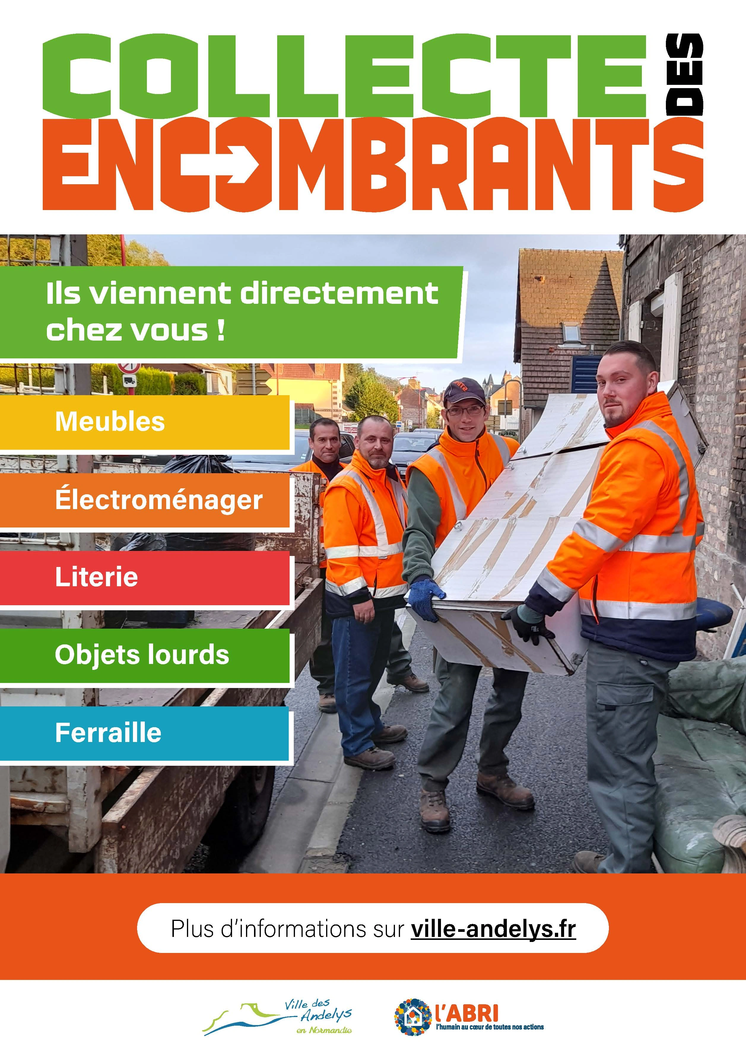 Affiche sur la possibilité de faire appel à des professionnels pour jeter ses encombrants aux Andelys