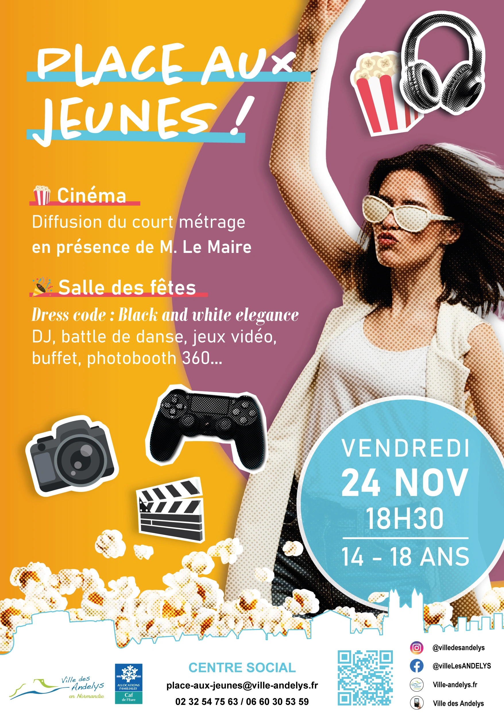 Affiche pour la soirée 'Place aux jeunes' à la mairie des Andelys