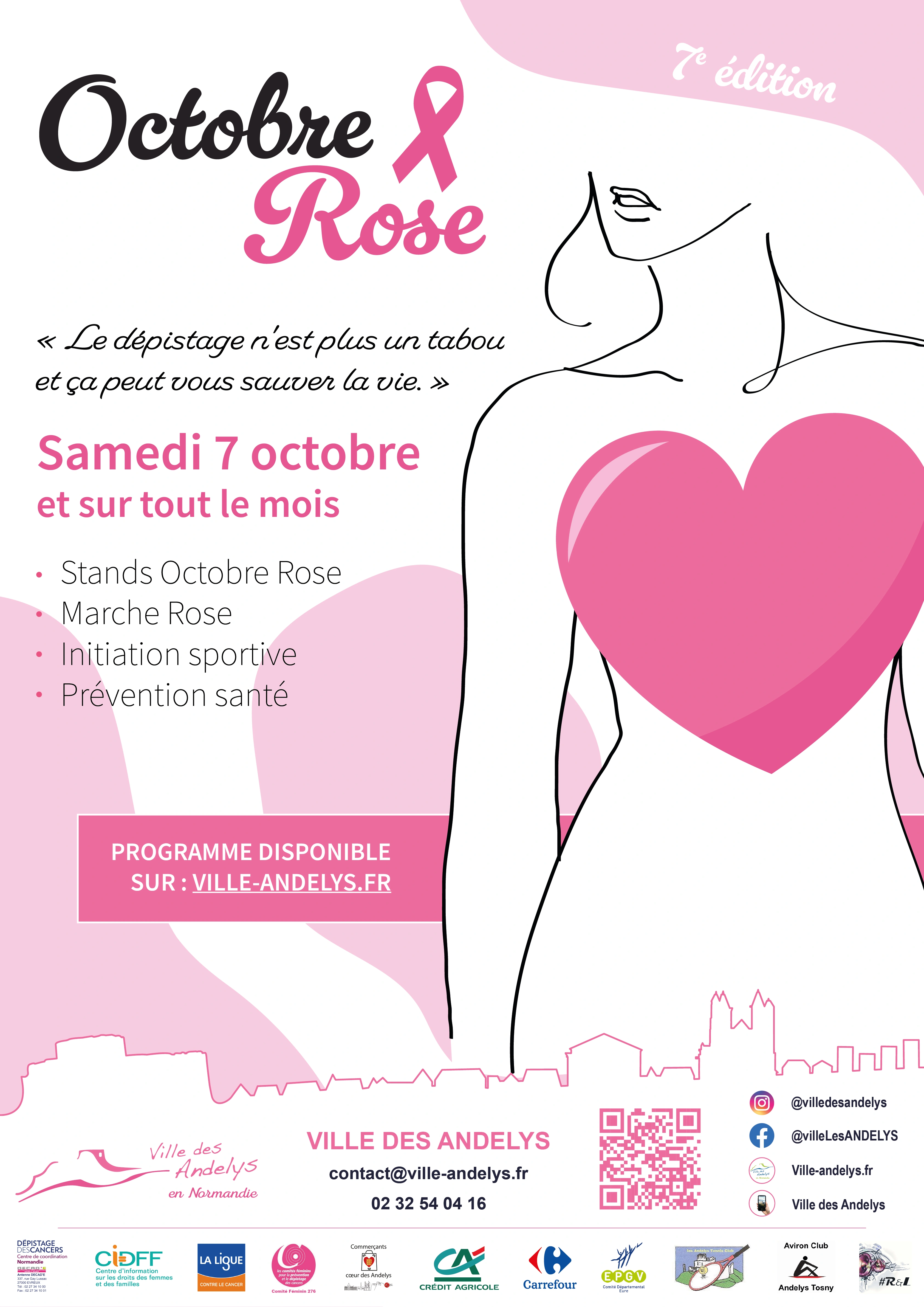 Affiche pour octobre rose édition 2023 à la mairie des Andelys