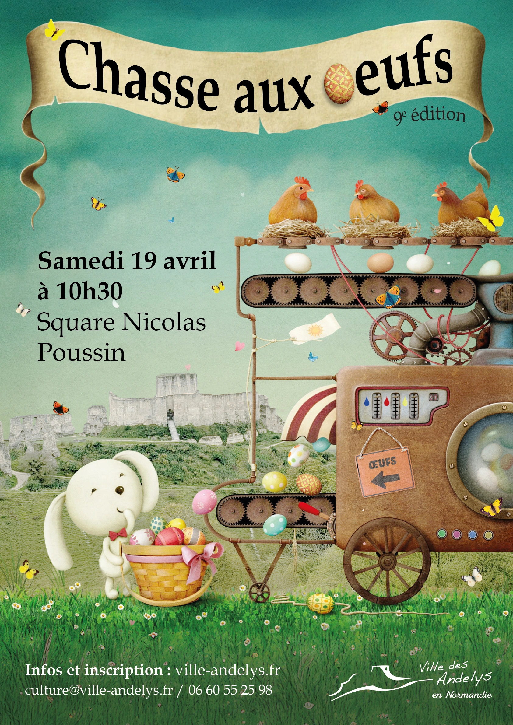 Affiche annonçant la chasse aux oeufs de Pâques des Andelys