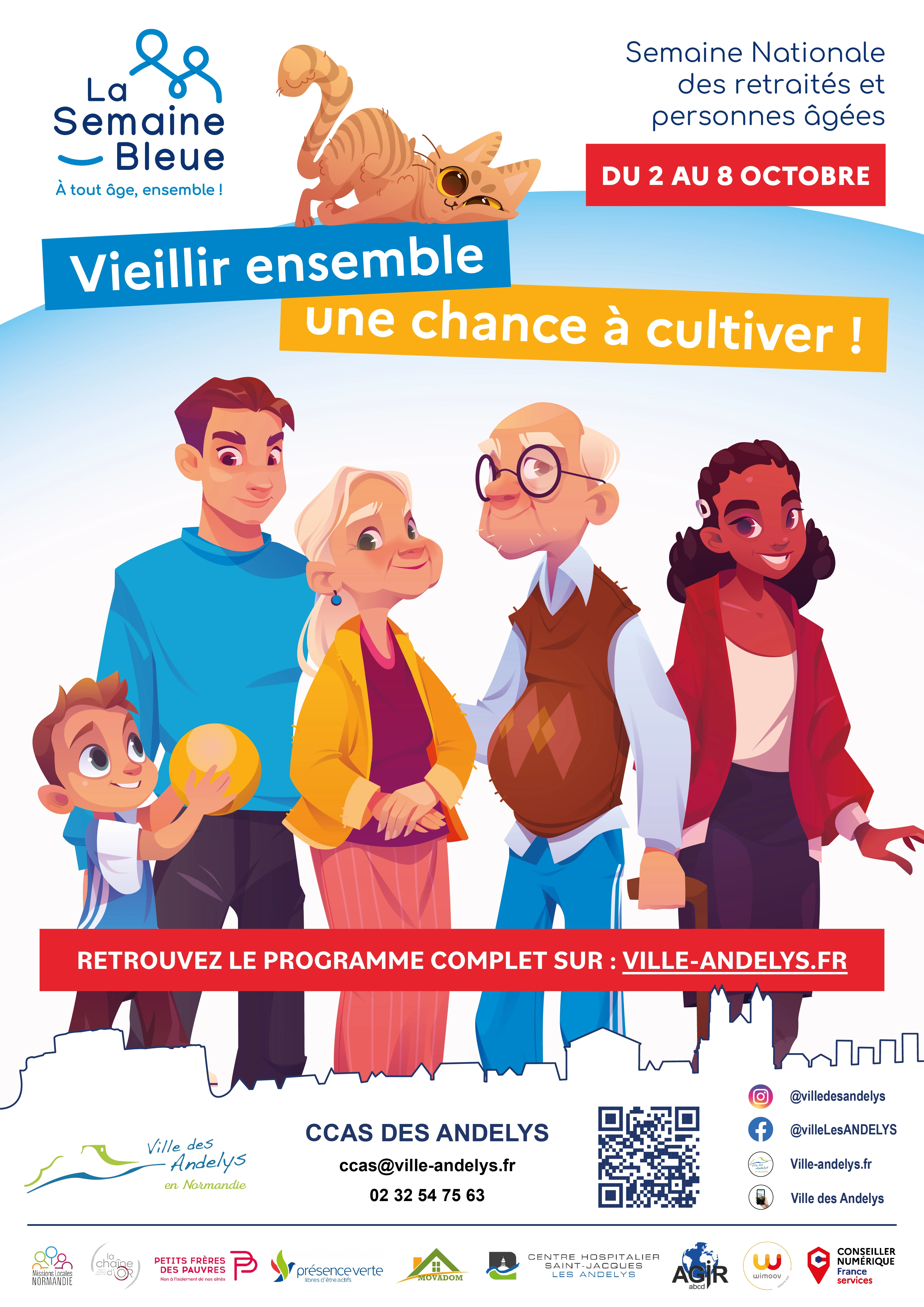 Affiche pour la semaine bleue à la mairie des Andelys