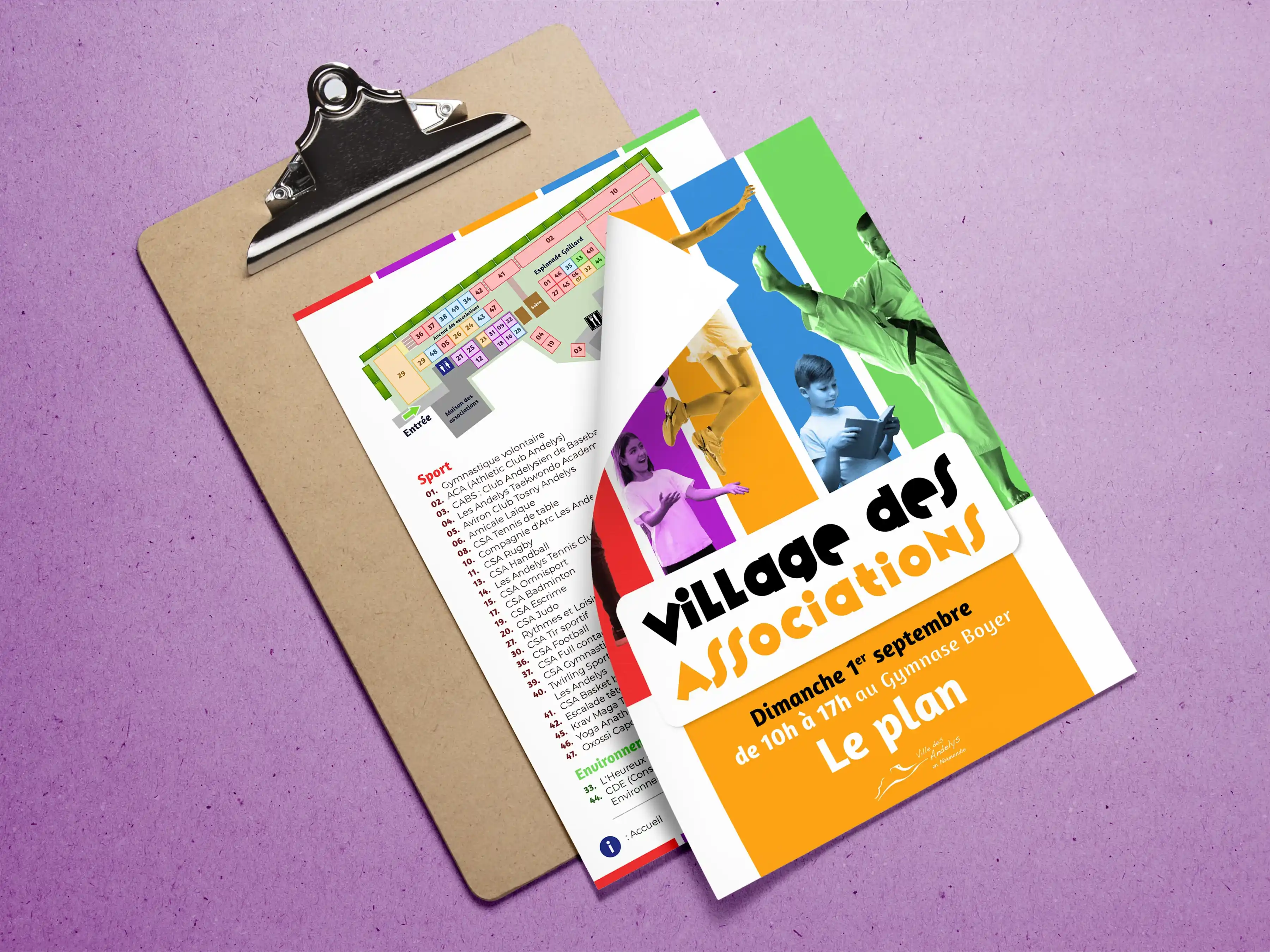 Photo d'un flyer avec un plan afin de se repérer lors de l'événement :'Le village des associations'.
